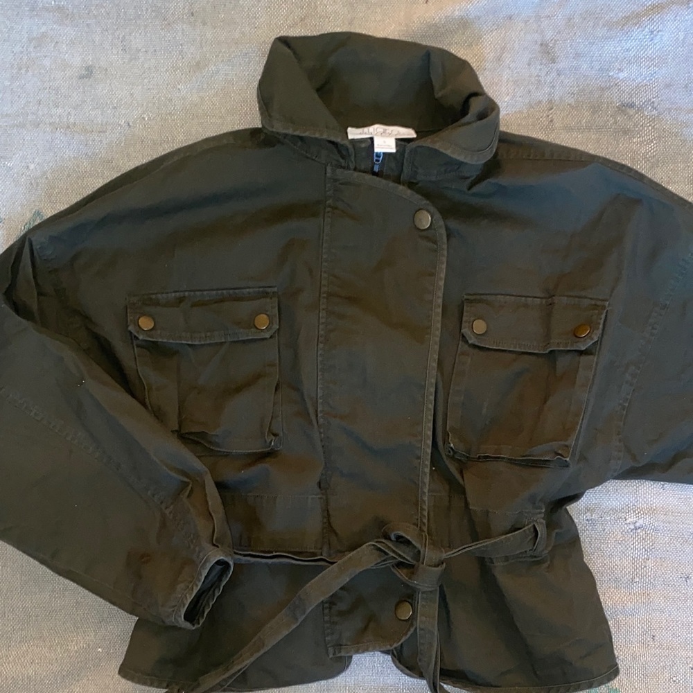 Anthropologie mare mare Dark Green cotton stretch Utility Jacket sz small - Picture 7 of 13
